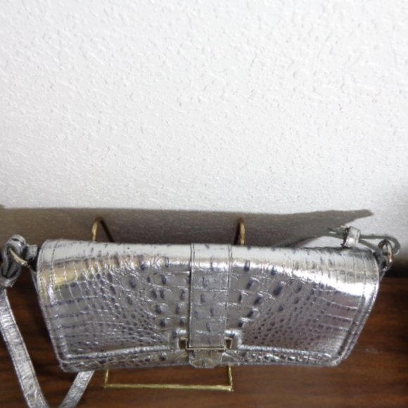STUNNING Vintage Brahmin SILVER Melbourne Leather Shoulder Bag EXACT Clean LN - Picture 13 of 16